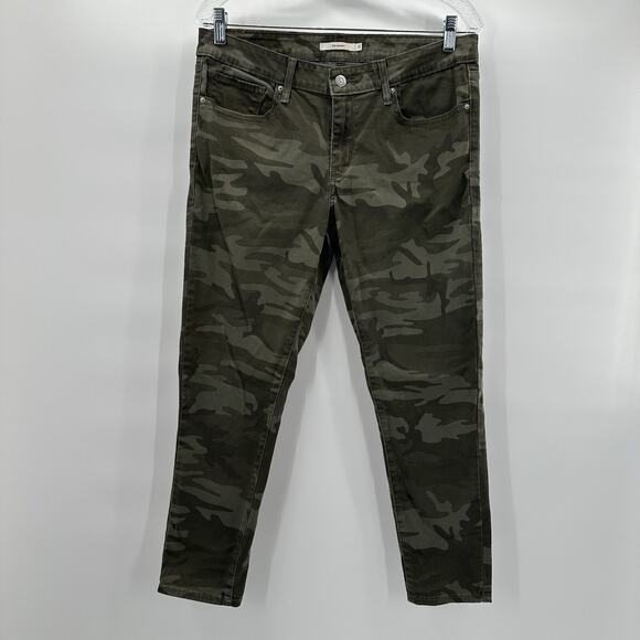 Levis Jeans Womens 31 Green Camo 711 Skinny Stretch Midrise Casual - Picture 1 of 14